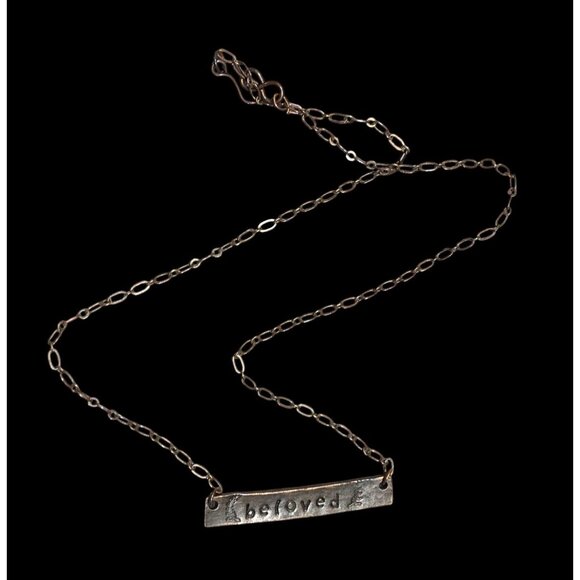 Rustic Beloved Hand Stamped Antiqued Copper Tone Necklace - Picture 1 of 6